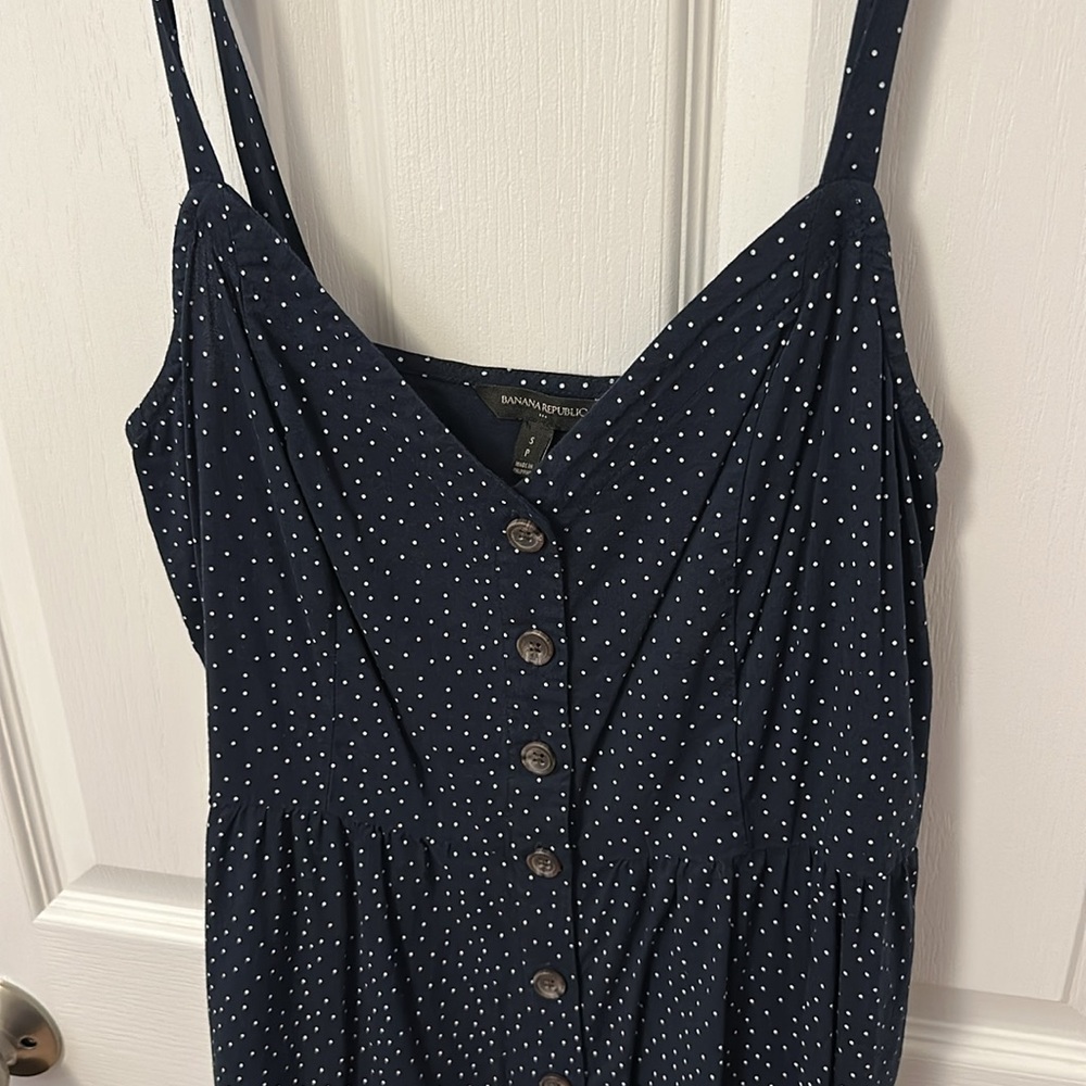 BANANA REPUBLIC Navy Blue Polka Dot Midi Sundress (NWOT)